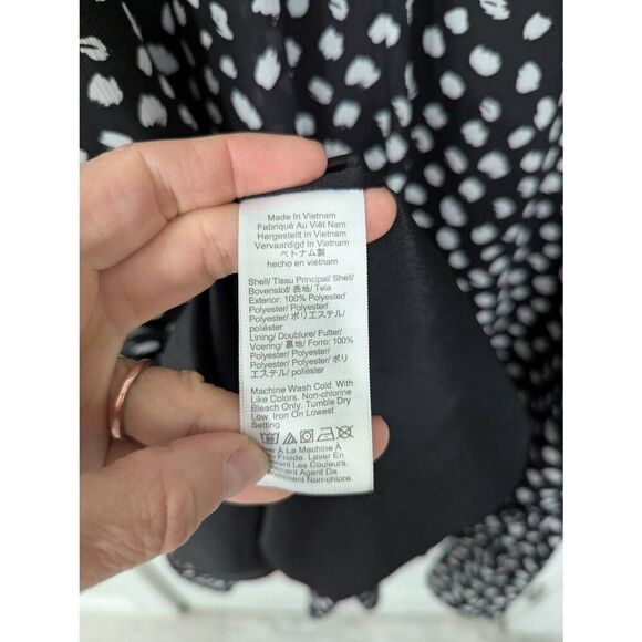 J. Crew Crinkle V-neck midi dress women's large black white ruffle tiered - Picture 6 of 7